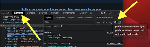 dev tools theme toggle